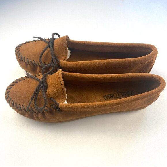 MINNETONKA Brown Suede Skimmer Moccasins - Picture 3 of 10